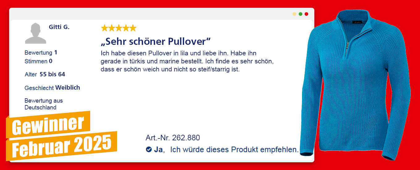 Februar 2025: Gewinner CHF 100 für die hilfreichste Produktbewertung