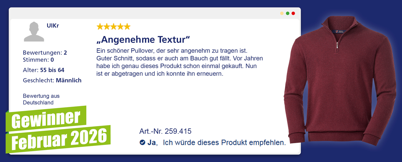 Februar 2026: Gewinner CHF 100 f&uuml;r die hilfreichste Produktbewertung