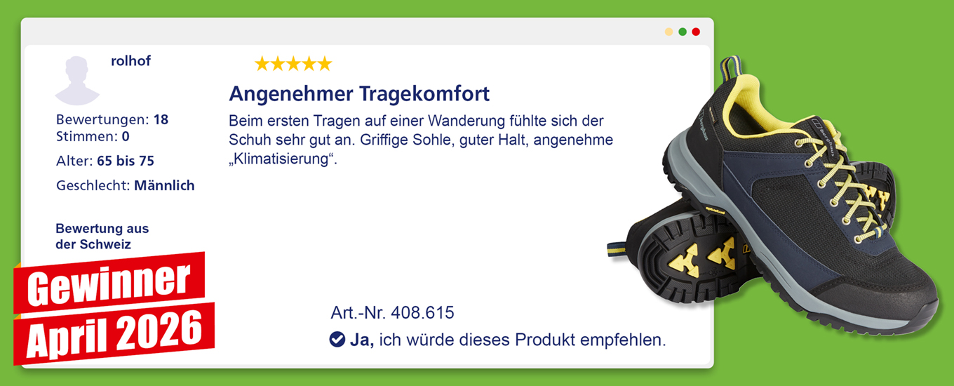 April 2026: Gewinner CHF 100 f&uuml;r die hilfreichste Produktbewertung