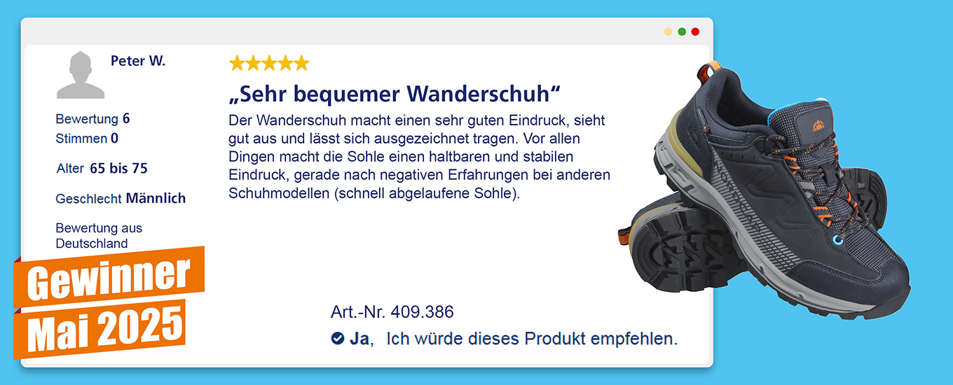 Mai 2025: Gewinner €100 für die hilfreichste Produktbewertung