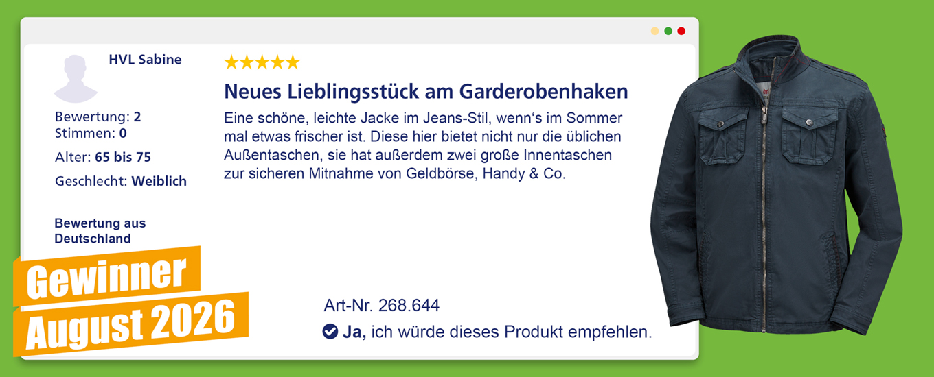 August 2026: Gewinner CHF 100 f&uuml;r die hilfreichste Produktbewertung