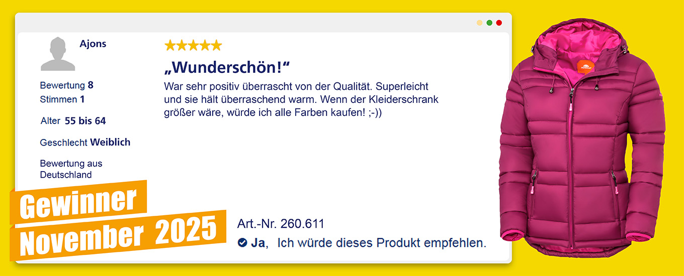 November 2025: Gewinner CHF 100 f&uuml;r die hilfreichste Produktbewertung